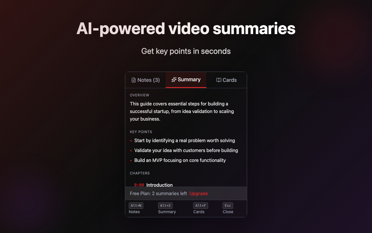 YouTube AI Notes in action
